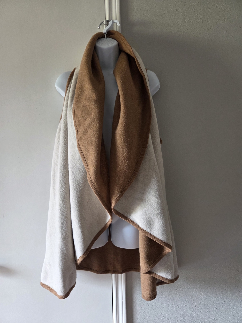 Anthropologie Wool Cashmere Draped Vest in Brown & White One Size Like New